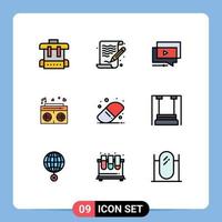 Universal Icon Symbols Group of 9 Modern Filledline Flat Colors of education wedding youtube heart radio Editable Vector Design Elements