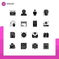 16 Universal Solid Glyphs Set for Web and Mobile Applications goalpost control sign mouse computer Editable Vector Design Elements