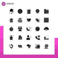 User Interface Pack of 25 Basic Solid Glyphs of map medical coke viruses meal Editable Vector Design Elements