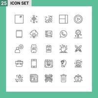 Modern Set of 25 Lines and symbols such as instagram set food play layout Editable Vector Design Elements