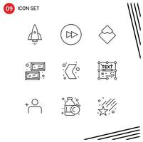 Set of 9 Modern UI Icons Symbols Signs for arrow value waves ingot currency Editable Vector Design Elements