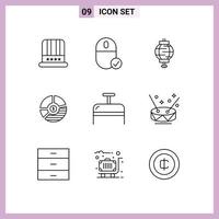 Outline Pack of 9 Universal Symbols of graph bar hardware analysis decoration Editable Vector Design Elements