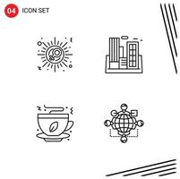 Stock Vector Icon Pack of 4 Line Signs and Symbols for sex tea celebrate polution fast food Editable Vector Design Elements