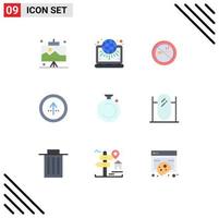 conjunto de 9 iconos modernos de la interfaz de usuario signos de símbolos para la dirección de la interfaz de usuario círculo de marketing hotel elementos de diseño vectorial editables vector