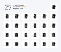 Android App 25 Solid Glyph icon pack including app. phone. android. mobile. app vector