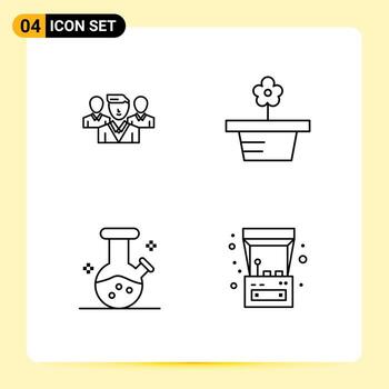 4 Universal Filledline Flat Colors Set for Web and Mobile Applications staff lab gang pot arcade machine Editable Vector Design Elements