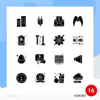 16 iconos creativos signos y símbolos modernos de hombres movember power plug hipster newsletter elementos de diseño vectorial editables vector