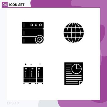 4 Solid Glyph concept for Websites Mobile and Apps control storage earth security document Editable Vector Design Elements