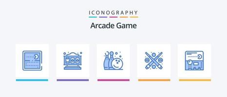 Arcade Blue 5 Icon Pack Including fun. joystick. fun. play. fun. Creative Icons Design vector