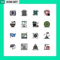 Mobile Interface Flat Color Filled Line Set of 16 Pictograms of caution cooking memory card colouring location Editable Creative Vector Design Elements