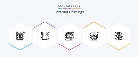 Internet Of Things 25 Line icon pack including technology. smart. bus. scanning. future vector