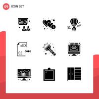 9 Universal Solid Glyphs Set for Web and Mobile Applications document develop dating coding transport Editable Vector Design Elements