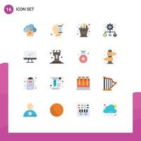 Set of 16 Modern UI Icons Symbols Signs for user user business todo pot Editable Pack of Creative Vector Design Elements