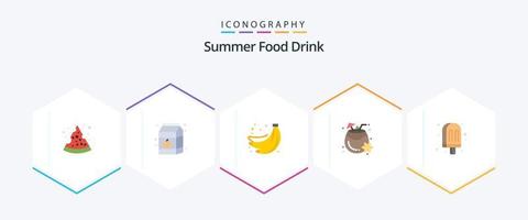 Summer Food Drink 25 Flat icon pack including ice cream. drink. food. summer. coconut juice vector