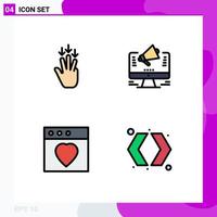 User Interface Pack of 4 Basic Filledline Flat Colors of finger app gestures web mac Editable Vector Design Elements