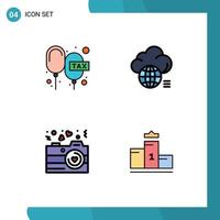 Set of 4 Commercial Filledline Flat Colors pack for charge technology payable idea love Editable Vector Design Elements