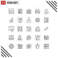 25 Universal Lines Set for Web and Mobile Applications cursor sports style snowboard happy Editable Vector Design Elements