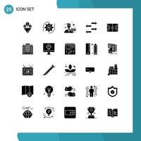 Modern Set of 25 Solid Glyphs Pictograph of soccer game media football traffic Editable Vector Design Elements