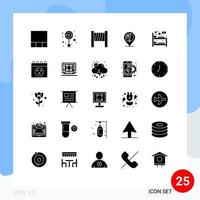 Editable Vector Line Pack of 25 Simple Solid Glyphs of calendar hostel australia bunk location Editable Vector Design Elements