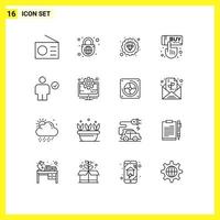 User Interface Pack of 16 Basic Outlines of check avatar premium hand buy Editable Vector Design Elements