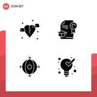 Set of 4 Commercial Solid Glyphs pack for break deployment sic graduation product Editable Vector Design Elements