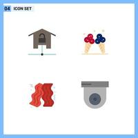 Pictogram Set of 4 Simple Flat Icons of devices bacon smart home ice fast food Editable Vector Design Elements