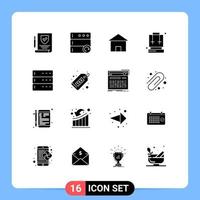 Solid Glyph Pack of 16 Universal Symbols of devices admin home travel bag Editable Vector Design Elements