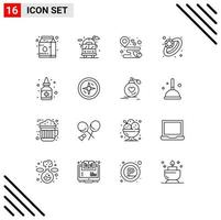 16 User Interface Outline Pack of modern Signs and Symbols of medication bottle location ring diamond Editable Vector Design Elements