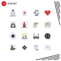 Set of 16 Modern UI Icons Symbols Signs for camera favorite marketing like heart Editable Pack of Creative Vector Design Elements