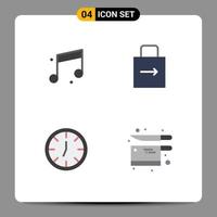 Mobile Interface Flat Icon Set of 4 Pictograms of audio interior arrow protect cooking Editable Vector Design Elements