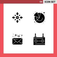 Set of 4 Modern UI Icons Symbols Signs for celebrate marketing diwali chart mail Editable Vector Design Elements