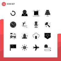 Modern Set of 16 Solid Glyphs and symbols such as forbidden eating design photo editor Editable Vector Design Elements