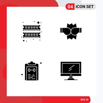 Modern Set of Solid Glyphs Pictograph of computer mark ram punch task Editable Vector Design Elements