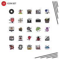 Pictogram Set of 25 Simple Filled line Flat Colors of idea management news costume marketing advertising Editable Vector Design Elements