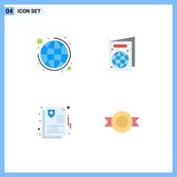 4 Creative Icons Modern Signs and Symbols of global insurance strategy passport label Editable Vector Design Elements