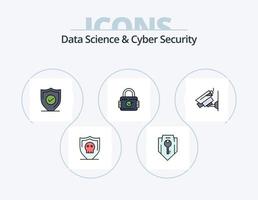 Data Science And Cyber Security Line Filled Icon Pack 5 Icon Design. locker. scanning. phone. scanner. recognition vector