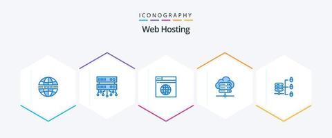Web Hosting 25 Blue icon pack including . secure web server. network. secure server. network server vector
