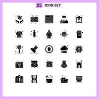 Set of 25 Commercial Solid Glyphs pack for lego bricks gamepad user right Editable Vector Design Elements