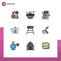 Pictogram Set of 9 Simple Filledline Flat Colors of drink time office depression fail Editable Vector Design Elements