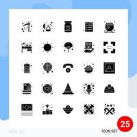 Set of 25 Commercial Solid Glyphs pack for cauldron development gift com browser Editable Vector Design Elements