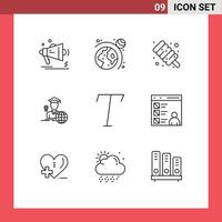 Mobile Interface Outline Set of 9 Pictograms of app font food scholar avatar Editable Vector Design Elements