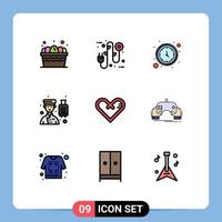 Stock Vector Icon Pack of 9 Line Signs and Symbols for heart professional clock hotel avatar Editable Vector Design Elements