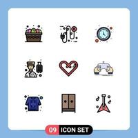 Stock Vector Icon Pack of 9 Line Signs and Symbols for heart professional clock hotel avatar Editable Vector Design Elements