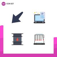 Set of 4 Vector Flat Icons on Grid for arrow container device laptop delivery Editable Vector Design Elements