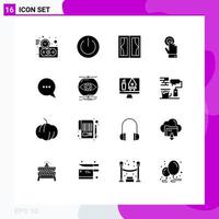 Group of 16 Modern Solid Glyphs Set for technology touchscreen ui toch home Editable Vector Design Elements