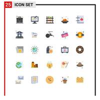 Modern Set of 25 Flat Colors Pictograph of book vadas grocery kanji cake Editable Vector Design Elements