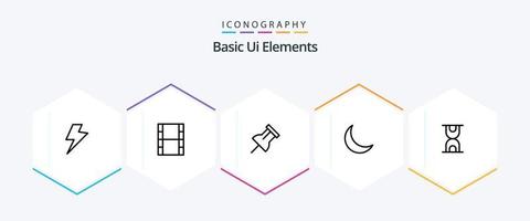 paquete de iconos de 25 líneas de elementos básicos de la interfaz de usuario que incluye . cargando. recordatorio. hora. natural vector