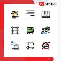 Modern Set of 9 Filledline Flat Colors and symbols such as board programing engine development coding Editable Vector Design Elements