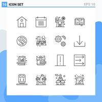 Universal Icon Symbols Group of 16 Modern Outlines of spoon lunch agriculture knowledge book Editable Vector Design Elements