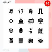 Pictogram Set of 16 Simple Solid Glyphs of gear tights world clothes scary Editable Vector Design Elements